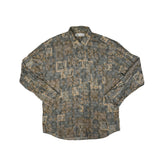 Vintage 90s New Fast Men's XXL Multicolor Geometric Print Long Sleeve Ugly Crazy Pattern Shirt